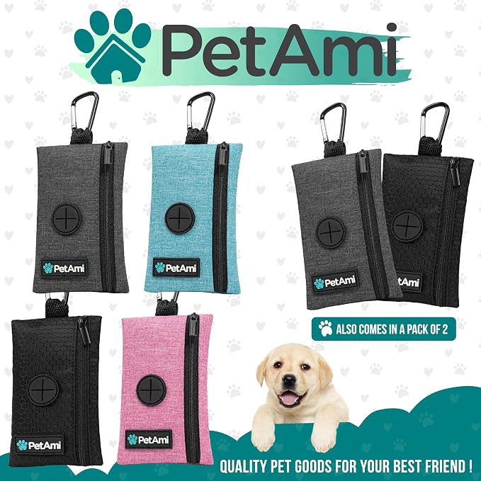 PetAmi Dog Poop Bag Holder for Leash, Pet Waste Bag Dispenser, Pink | Soft Dog Poop Bag Holder Clips to Leash, Harness, Belt Storage for Treat Key, Pet Bag Dispenser, Doggy, Doggie - Image 7