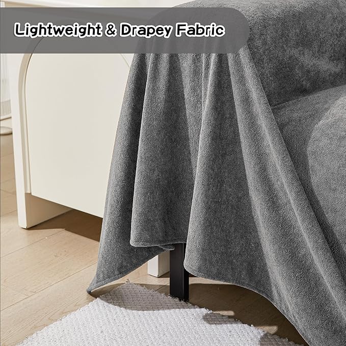 MEETSKY Couch Cover for 3 Cushion Couch Cat Scratch Proof Sofa Covers Washable Couch Protector Sectional Couch Covers for Dogs Soft Couch Cover Blanket Sofa Slipcover for Pets Kids, 91" x 134", Grey - Image 6