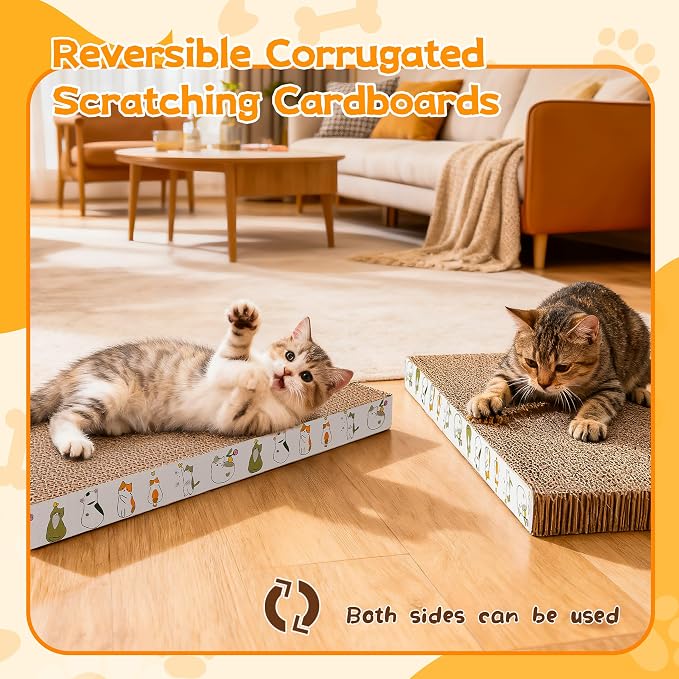 PatiencET 2 Pack Cardboard Cat Scratcher Pad with Catnips | Flat Double-Sided Cat Scratching Board for Small Medium Cats Kittens - Image 4