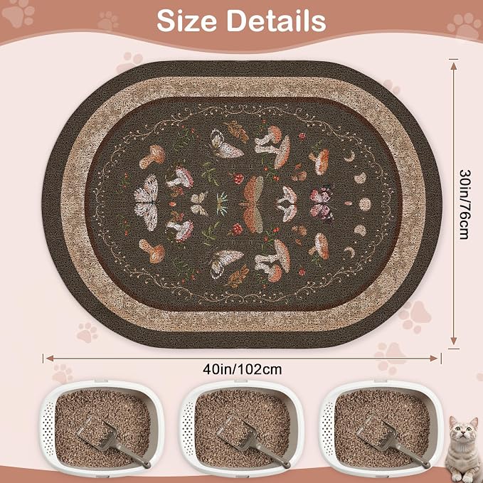 Bienbee Cat Litter Mat, 40" x 30" Dense Trapping Mesh for Litter Boxes | Litter Box Mat with PVC Mesh, Waterproof &Urineproof, Non-Slip Grip, Soft On Kitty Paws and Easy to Clean to Protect Floor - Image 6