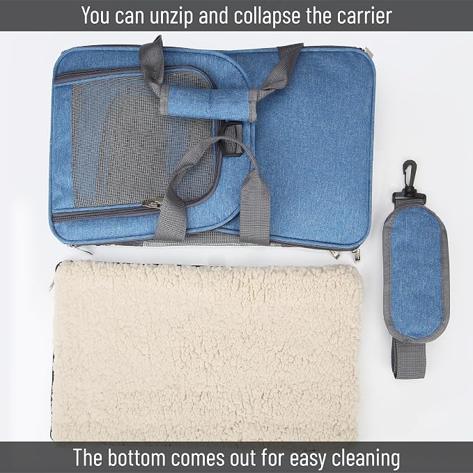 Mr. Pen- Pet Carrier, 17.5" x 11.2" x 11.5", Medium Size, Blue | Portable Travel Carrier for Small Pets, Cats & Small Dogs, Breathable Mesh, Safety Inner Leash - Image 4