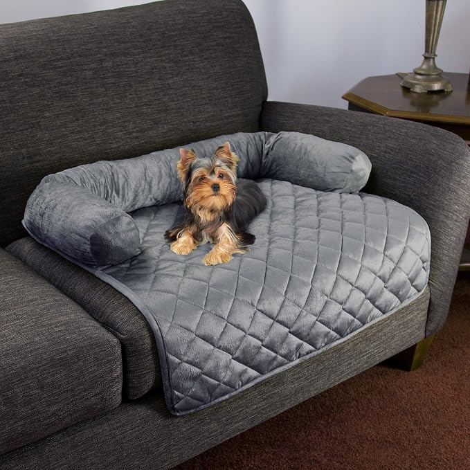 Couch Cover for Dogs - 30x30.5 Water-Resistant Pet Furniture Protector with Memory Foam Bolster and Quilted Fabric - Pet Supplies by PETMAKER (Gray) - Image 6