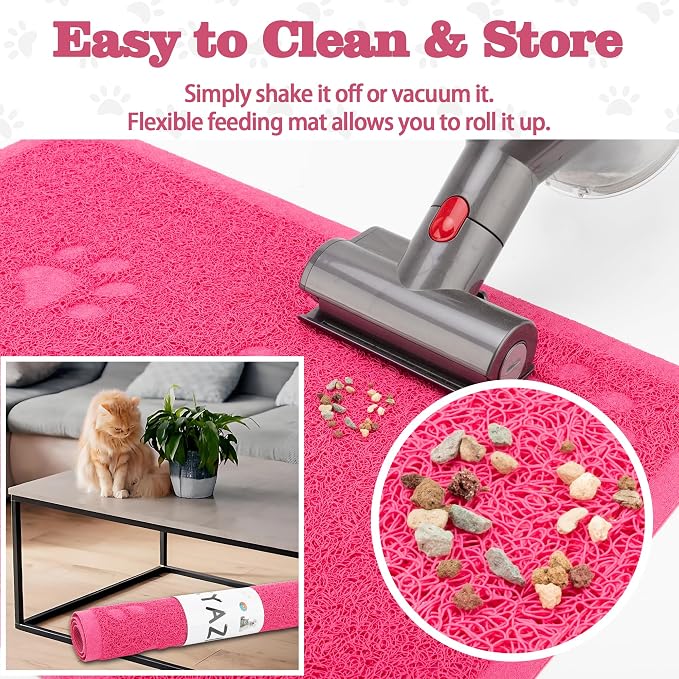 Darkyazi Cat Litter Box Mat for Floor Litter Trapping Mat Non-Slip Backing, Scatter Control, Easy Clean, Water Resistant, Soft on Paws (15.75" x 11.75",Rose red) - Image 6