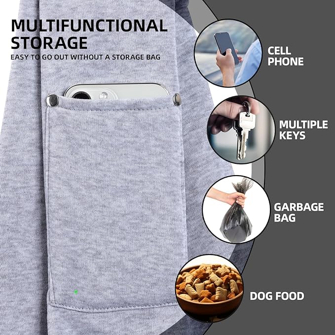 Dog and Cats Carrier Sling, Puppy Small Pet Carrier with Storage Pocket | Reversible Dog Sling Carrier, Safety buckle, Storage Pocket, Machine Washable for Travel, Outdoor Activities, Hand-Free, Gray - Image 3