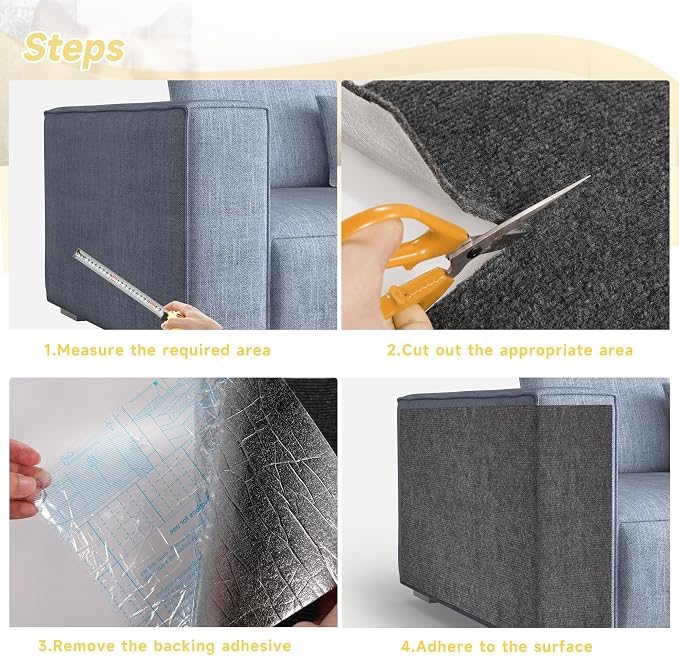 Cat Scratch Furniture Protector, 39.3''x15.8'' Trimmable DIY Self-Adhesive, Durable Corner Scratcher Couch Protectors from Cat Claws for Sofa, Tree Shelves & Scratching Posts (Dark Gray) - Image 8