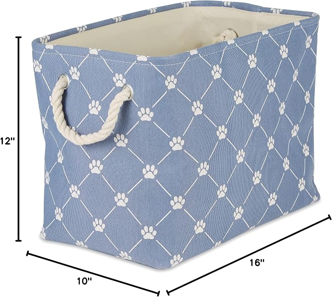 Bone Dry Pet Storage Paw and Bone, Trellis Collection, Medium Rectangle, 16x10x12, Stonewash Blue - Image 9