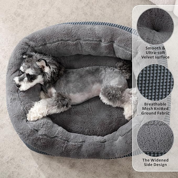 Small Dog Bed for Small Dogs, Cat Beds for Indoor Cats Washable, Orthopedic Dog Bed, Warming Soft Calming Sleeping Puppy Bed Durable Pet Bed with Anti-Slip Bottom S(20"x19"x6") - Image 2