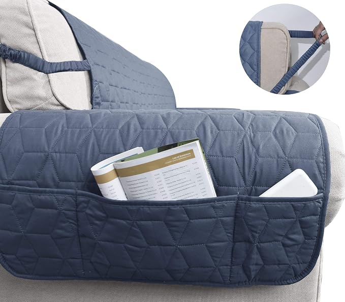 Ameritex Loveseat Cover Water-Resistant Quilted Furniture Protector with Back Nonslip Paws Slipcover for Dogs, Kids, Pets Loveseat Slipcover Stay in Place for Leather (Blue, 54'') - Image 4