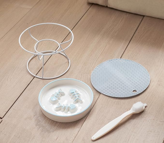Ceramic Fish-Bone Slow Food Bowl for Cats and Dogs, Dishwasher Safe, Non-Toxic, Engaging Design, Prevents Obesity | Ceramic Bowl Elevated Anti Vomit Whisker-Friendly Wet & Dry Food - Image 7