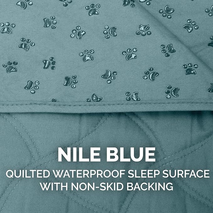 Furhaven Waterproof & Non-Slip King Size Mattress Cover Protector for Dogs & Cats, Washable, For Beds, Couches, & Car Seats - Quilted Twill Blanket Mattress Cover - Nile Blue, Jumbo/King Size - Image 6