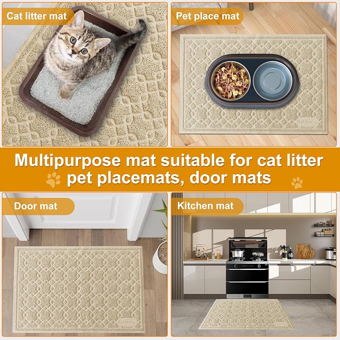 Cat Litter Box Mat, 35" x 24" Large Kitty Litter Trapping Mat Keep Floor Clean, Litter Box Mat Scatter Control, Waterproof, Easy to Clean, Durable Large Size Litter Mats for Floor - Image 7