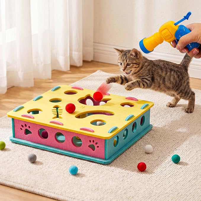 21 Pcs Interactive Cat Toys for Indoor Cats, Cat Puzzle Box with Rechargeable Automatic Ball, Hanging Toy, Plush Mice and Balls 3-in-1 Kitten Toys for Indoor Bored Kittens - Image 6