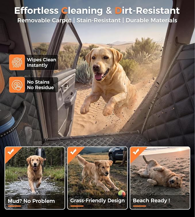 Doglike UNBREAK Hard Bottom Dog Car Seat for Back Seat Passenger Frinedly | [Military-Grade Protection], 450LB Ultra-Support Back Seat Extender for Dogs Carseat, Waterproof Pet Carseat XL Size - Image 2