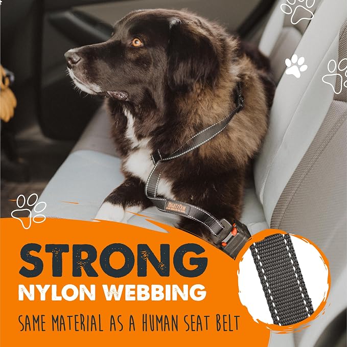 Mighty Paw Dog Seat Belt for Car, Heavy-Duty Aviation Aluminum Carabiner | 850 Lbs Force Rated, Nylon Webbing, Swivel Clip, 16-26 In Adjustable - Image 4