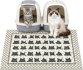 Cat Litter Mat 33" x 22" for Litter Box, Non-Slip Washable Floor Mat with Litter Trapping Design, Scatter Control for Cats and Kittens, Black Beige by Unknown