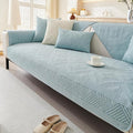 vctops Boho Cotton Quilted Sofa Couch Cover Washable Soft Non Slip Sectional Couch Covers Floral Embroidery Sofa Slipcover for Dogs, Children, Pets Furniture Protector (Blue,28"x70") by vctops