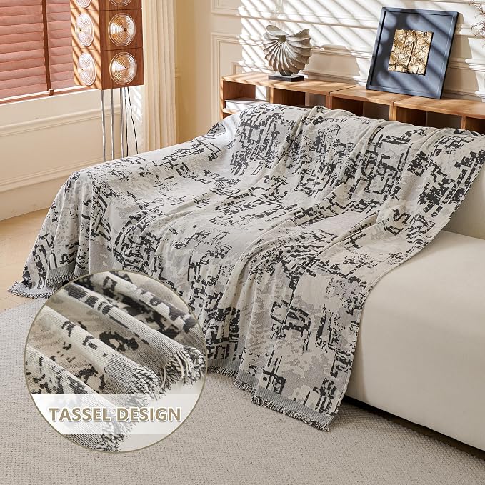 MYSKY HOME Boho Couch Cover Sofa Covers, Couch Covers for 2 Cushion Couch Sofa, Chenille L Shape Sectional Couch Cover- Pet-Friendly, Machine Washable, Sofa Protector for Kid, 71"x118", Dark Grey Maze - Image 3