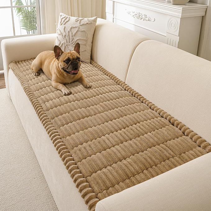 Couch Cover for Dogs Washable, Non Slip Soft Cozy Brown | Pet Friendly, Fuzzy Durable Plush Thick Slipcovers for 3 Cushion Sofa Cover Protector Mat Bed Furniture Couches 27.6"x59.06" by CoSofSLIP
