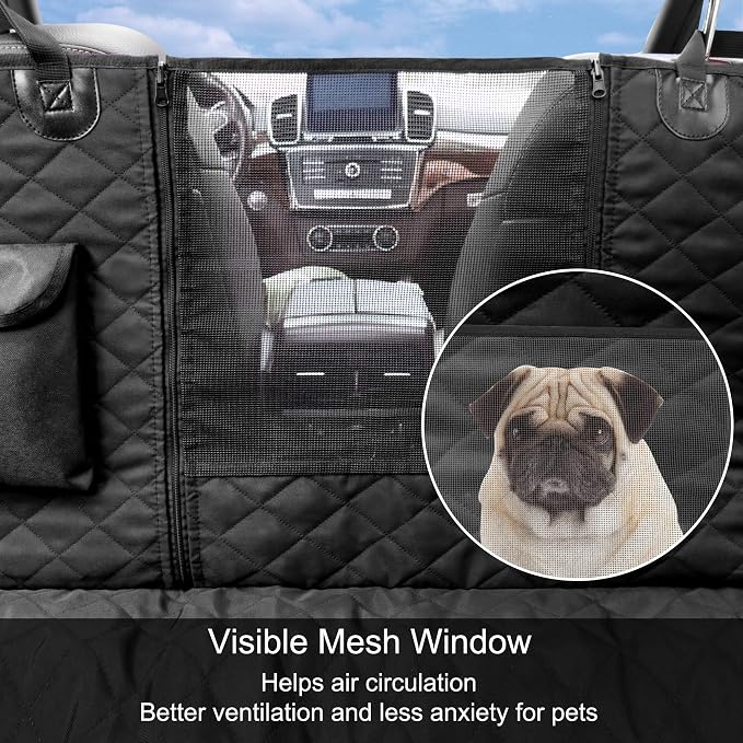Femuar Dog Car Seat Cover with Storage Pockets Mesh Visual Window, Waterproof Nonslip , Heavy Duty Scratchproof Pet Dog Back Seat Cover Hammock for Cars Trucks and SUVs - Image 4