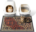 Cat Litter Mat, 33"x22" High-Density PVC Cat Litters Trapping Mat, Waterproof & Non-Slip Backing, Litter Box Catcher, Soft on Kitty Paws, Easy Washable Pet Supplies Brown-Green by Yigerlee