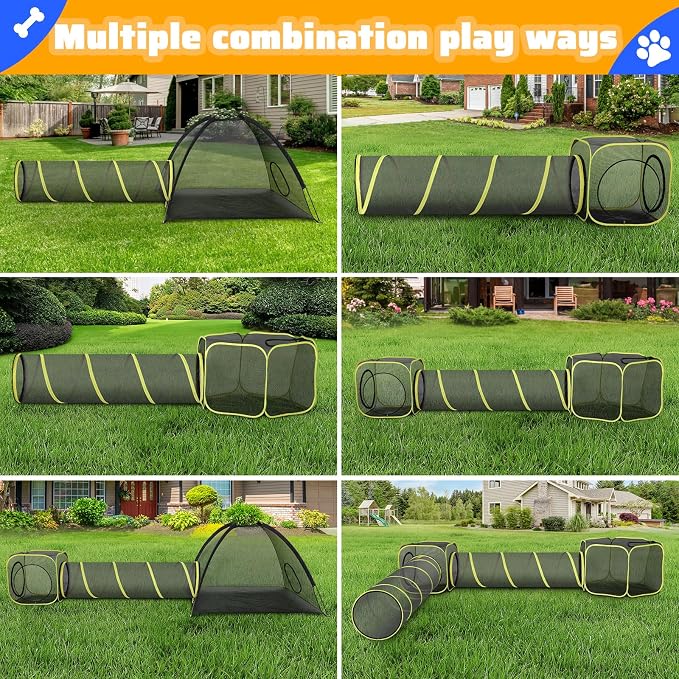 Wilwolfer 5 in 1 Cat Enclosure - Outdoor Cat Tent with Tunnel & House - Portable Pet Playpen for Cats, Puppies & Small Animals - Image 4