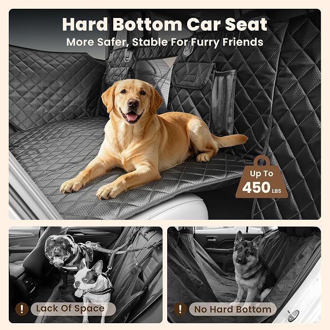 Hard Bottom Dog Car Seat Cover for Back Seat with Door Protector | 100% Waterproof, Tear-Resistant & Non-Slip, Back Seat Cover for Small Mid Cars, SUVs & Trucks, Holds 450Lbs, Easy to Clean - Image 4