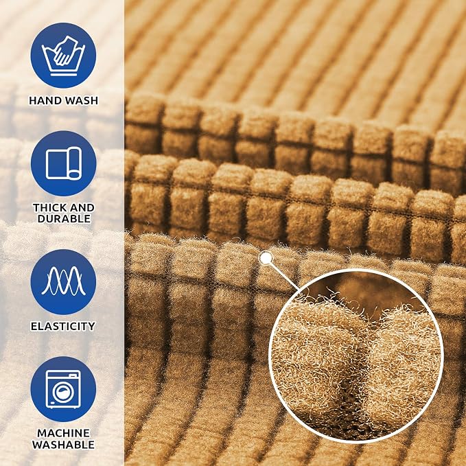 KEKUOU Stretch Oversized Couch Covers for Sofa Slipcover,Golden | 1-Piece Washable Sofa Cover (94"-110") 4-Seater Furniture Protector, Soft Jacquard Non-Slip Elastic Bottom for Dogs & Kids - Image 3