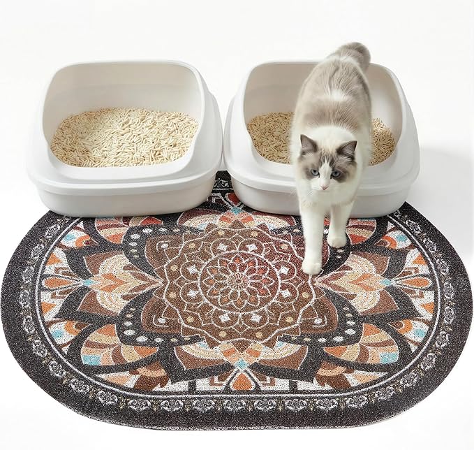 Bienbee Cat Litter Mat, 33" x 22" Dense Trapping Mesh for Litter Boxes | Litter Box Mat with PVC Mesh, Waterproof &Urineproof, Non-Slip Grip, Soft On Kitty Paws and Easy to Clean to Protect Floor by Bienbee