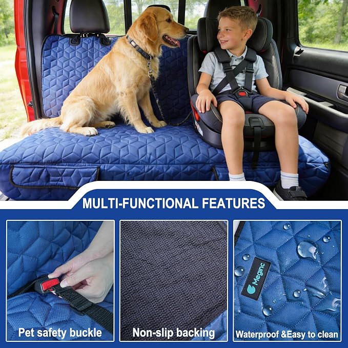 Meginc Dog Car Seat Covers for Back Seat, Heavy Duty Pet Bench Seat Covers for Trucks Waterproof Protector Back Seat Nonslip Dogs Car Seat Covers for Crew Cab/Ford F-Series/Ram 1500/Sierra/Silverado - Image 4