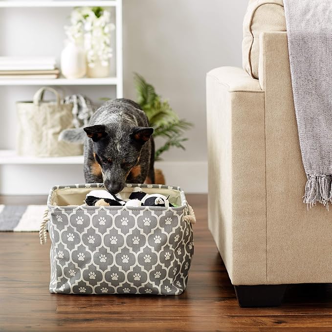 Bone Dry Pet Storage Collection Lattice Paw Print, Medium Rectangle, Gray (Pack of 2) - Image 5