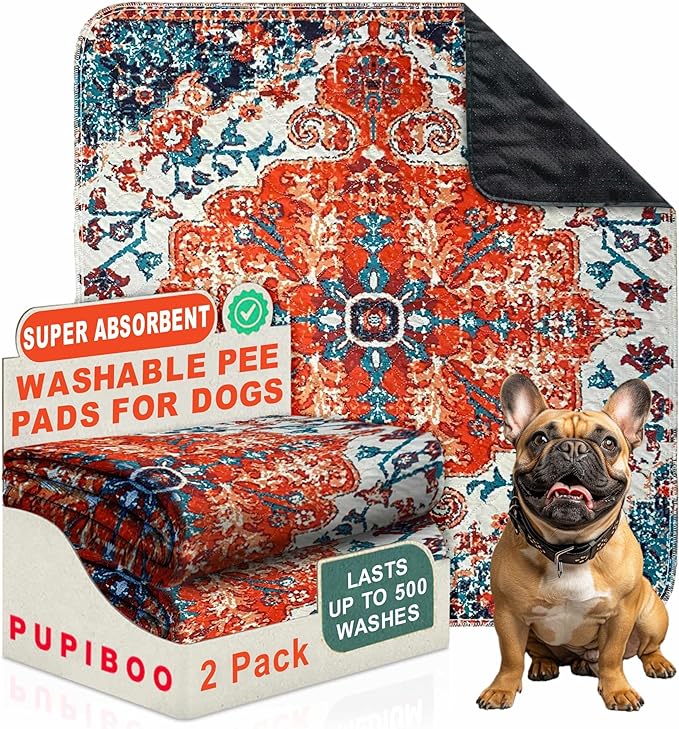 PUPIBOO Washable Pee Pads for Dogs and Cats - Super Absorbent Reusable Puppy Training Pads - 100% Waterproof, Leak-Proof & Non-Slip Whelping Pads for Pet Housebreaking by PUPIBOO