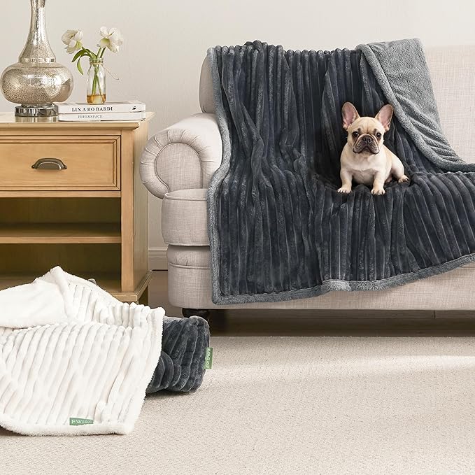 Waterproof Twin Blanket for Bed - Washable Large Dog Blankets for Bed Protector, Thick Cozy Fleece Calming Pet Blankets for Indoors & Outdoors, Dark Grey, 60"x80" - Image 2