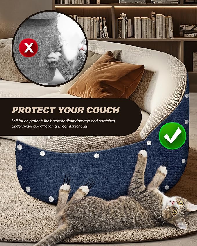 VIVOYAN 78.7"x15.8" Cat Scratch Mat,Trimmable Self-Adhesive Carpet,DIY Climb Cat Scratcher for Cat Couch Furniture or Wall Protector,Covering Cat Tower,and Replacement Pads (Dark Blue) - Image 6