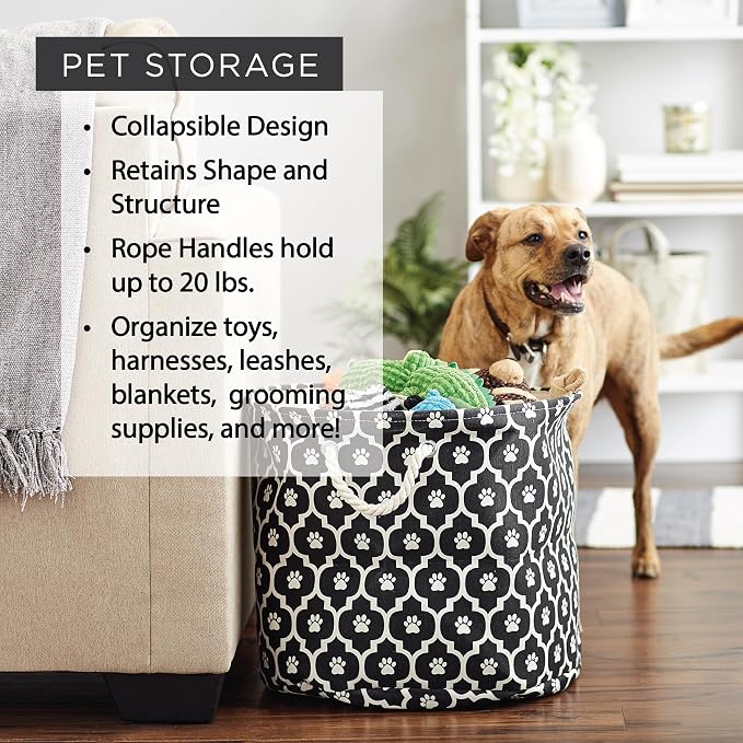 Bone Dry Pet Storage Collection Collapsible Bin, Medium Round, Gray - Image 7