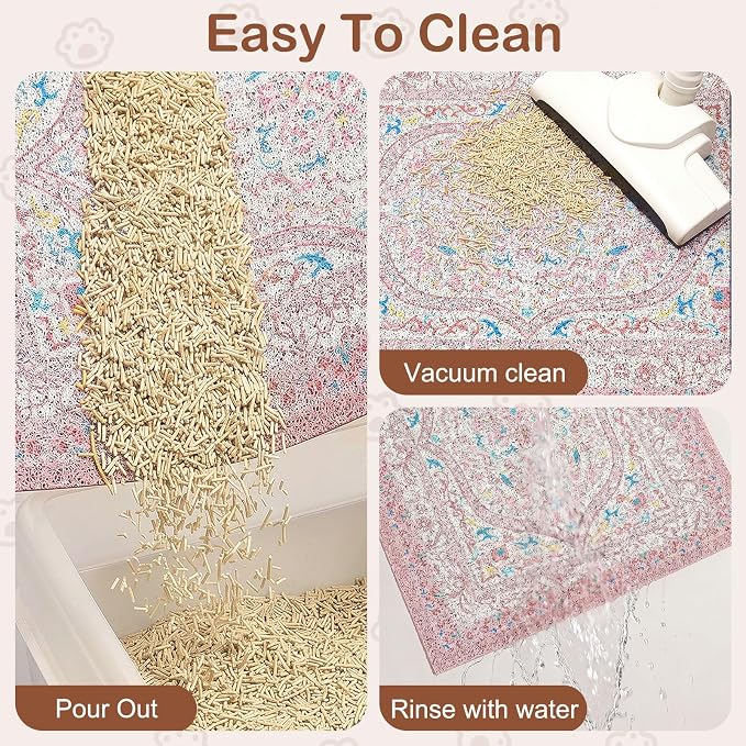 Glittme Cat Litter Mat, 24"x15" Non-Slip Washable Trapping Mat for Cats | Litter Trapping Mat With Thick PVC Coil To Catch Scatter, Soft On Paws And Waterproof Bottom To Protect Floors - Image 3