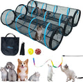 Cat Play Tunnel-for Indoors and Outdoors,Cat Tunnel Outdoor, Kitty Outdoor Enclosure, Cat Enclosures Easy to Connect with Two Zipper Doors,Product Size 59'' x 18'',3pcs /Set,Blue,3 Packs by ITENT