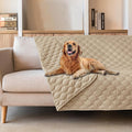 gogobunny 3X Stronger Waterproof Pet Blanket, Scratch Proof Furniture Protector for Dogs Cats, Reversible Cover 68x82 Inch, Dark Beige by gogobunny