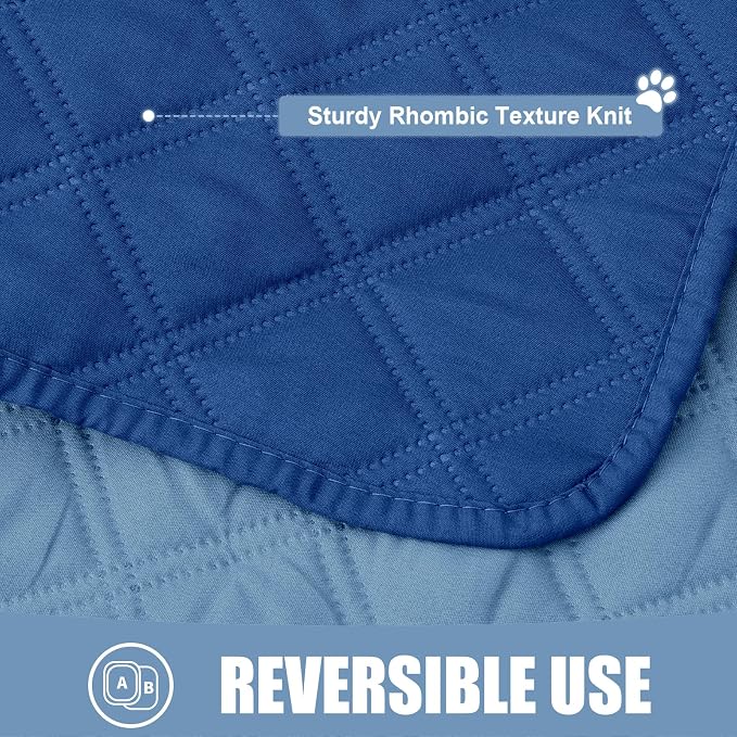 Smiry Waterproof Reversible Pet Couch Covers for Dogs | Pet Friendly, Soft Fabric, Washable Sofa Furniture Protector for Dogs Cat Kids, Checkered (30"x80", Navy/Blue) - Image 4