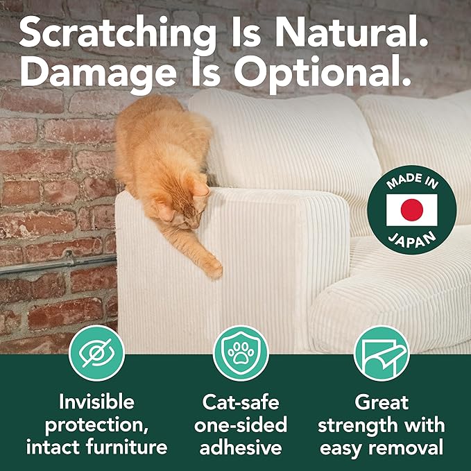 NECOICHI Anti Scratching Sheet - Cat Couch Scratch Protector – Couch Protectors from Cat Scratching with Adhesive Sheets & Safeguard Shields – Cats Scratcher Alternative & Cats Accessories - 12 Pack - Image 2