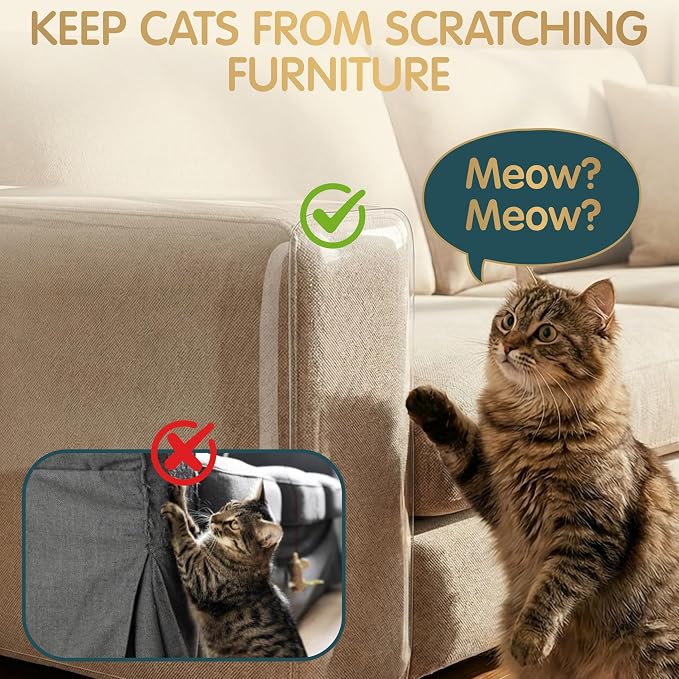 Anti Cat Scratch Furniture Protector Roll, Clear Self Adhesive Film | 196.6" × 16.5" Cut to Fit PVC, Protects Couches, Sofas, Chairs, Doors & Hardwood, Cat Claw Guard - Image 9