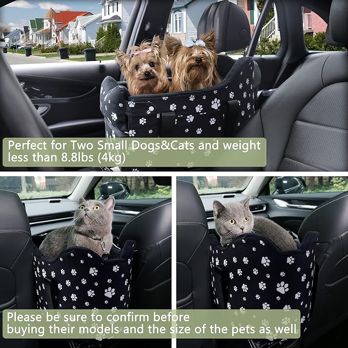 Center Console Dog Car Seat for Medium Dogs, Black | Anti-Collapse Armrest Booster, Soft Cushion, Safety Belt - Image 5