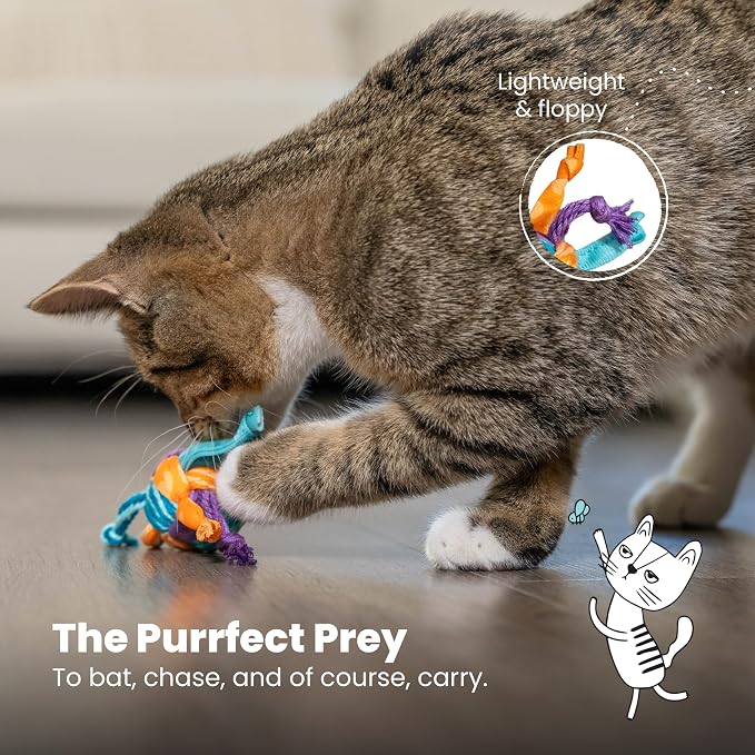 Catstages Catnip Tons of Tails – Interactive Catnip Dental Chew Toy for Cats with Rope, Ribbon & Cotton for Batting, Chasing & Chewing - Image 6