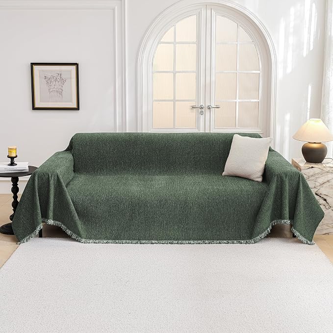 MYSKY HOME Couch Cover Sofa Covers Couch Covers for 3 Cushion Couch Sofa Pet Friendly, L Shaped Couch Cover Sectional Couch Covers Non Slip Dogs Furniture Protector for Kid, Dog, 91"x134", Moss Green - Image 9