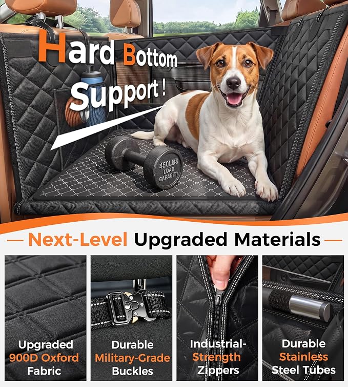 Doglike UNBREAK Hard Bottom Dog Car Seat for Back Seat Passenger Frinedly | [Military-Grade Protection], 450LB Ultra-Support Back Seat Extender for Dogs Carseat, Waterproof Pet Carseat L Size - Image 5