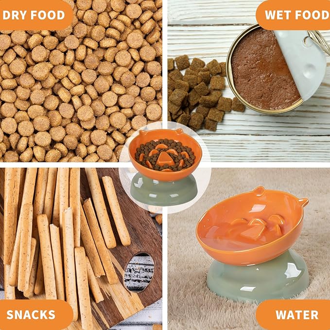 Ceramic Slow Feeder Cat Bowl, 15-Degree Tilted Non-Slip | Food-Grade Ceramic For Indoor Cats, 5.3 In Shallow Bowl, Whisker-Friendly, Dry And Wet Food, Dishwasher Safe - Image 7