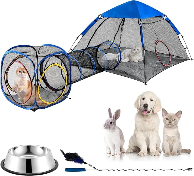Outdoor Cat Enclosure -Portable Pet Playpen for Outside with Cat Tunnel, Cube Combo,Pet Cage for Cats, Kittens, Dogs and Small Animals by PETEASE
