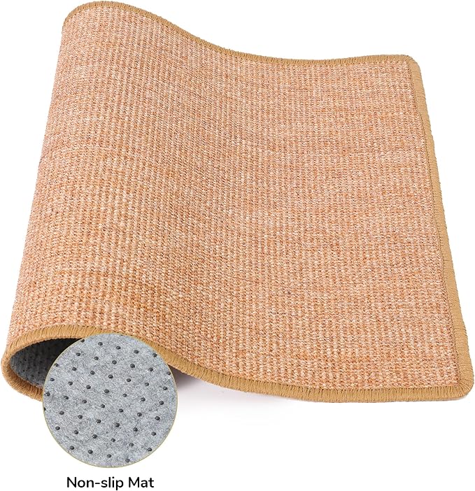 FUKUMARU Cat Scratcher Mat, 23.6 X 31.5 Inch Natural Sisal Cat Scratch Mat | Horizontal Cat Scratching Pad Mat Floor Rug with Sticky Tapes, Cat Wall Scratcher for Indoor Cats, Protect Couch and Carpet - Image 4