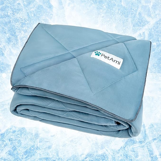 PetAmi Premium Cooling Dog Blanket | Lightweight Fluffy Pet Throw Blanket Bed Cover for Dogs, Cat, Puppies | Pet Blanket Furniture Protector Couch Sofa | Reversible Fuzzy Cozy | 40x60, Dusty Blue by PetAmi