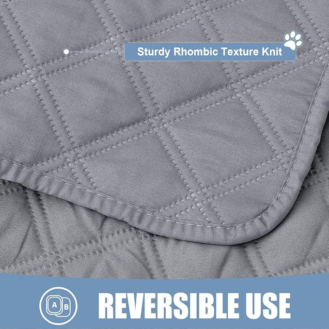 Smiry Waterproof Reversible Pet Couch Covers for Dogs | Pet Friendly, Soft Fabric, Washable Sofa Furniture Protector for Dogs Cat Kids, Checkered (52"x82", Grey/Grey) - Image 4