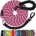 Long Dog Leash 10 FT: Heavy Duty Rope Leashes for Dogs Training with Swivel Lockable Hook Reflective Threads Bungee and Padded Handle - Dog Lead for Large Small Medium Dogs Outside Walking Hiking Red by jenico